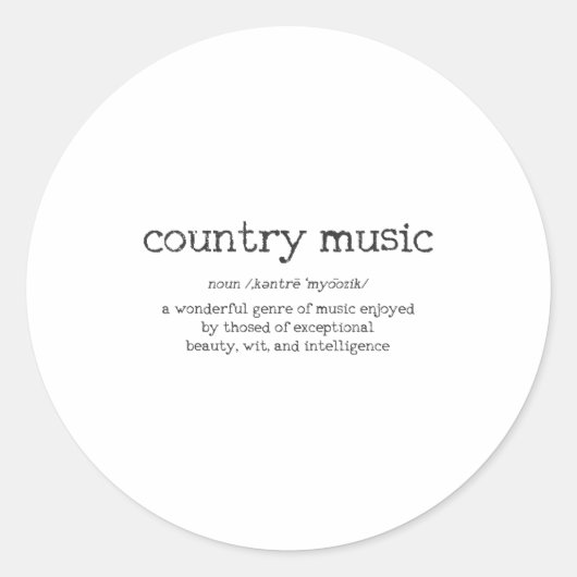 Country Music Definition Funny Saying Musician Gif ラウンドシール (正面)