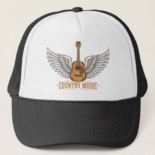 Country Music Guitar Wings Hat キャップ (正面)