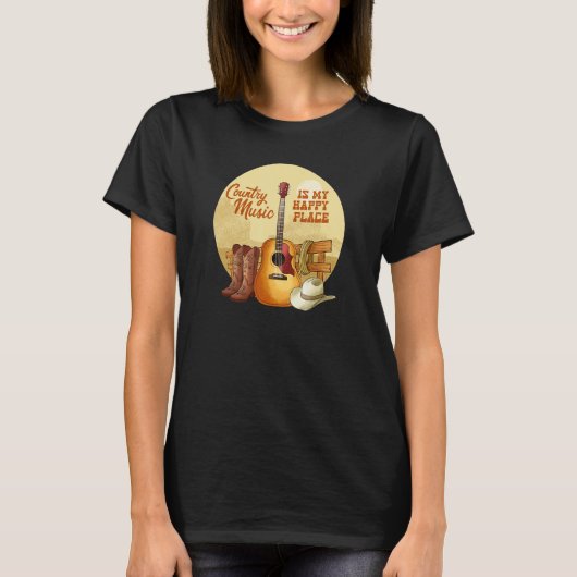 Country Music is My Happy Place Country Lifestyle  Tシャツ (正面)