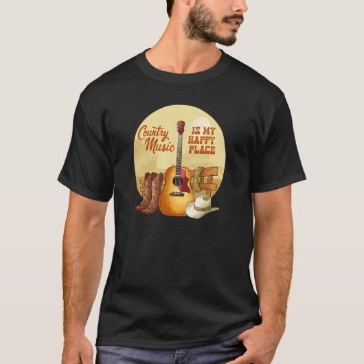 Country Music is My Happy Place Country Lifestyle  Tシャツ (正面)