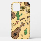 Country music seamless pattern with guitars, cacti Case-Mate iPhoneケース (裏面)