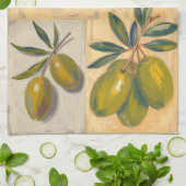 Country Olive Watercolor Kitchen– Cozy olive キッチンタオル (折り畳み)