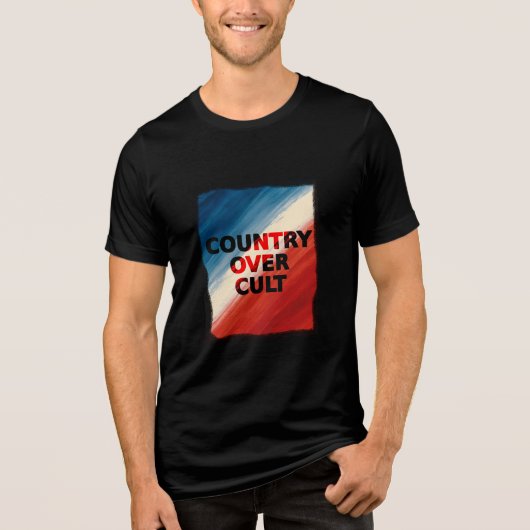 Country Over Cult – Patriotic Paint Streaks トライブレンドＴシャツ (正面)