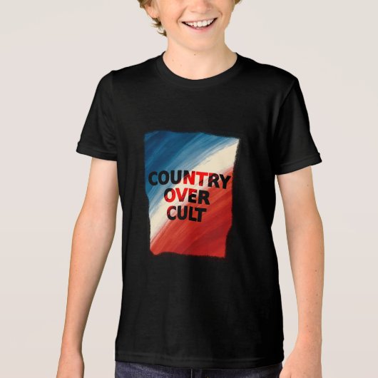 Country Over Cult – Patriotic Paint Streaks トライブレンドＴシャツ (正面)