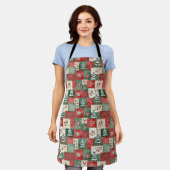 Country patchwork christmas pattern エプロン (着用した状態)