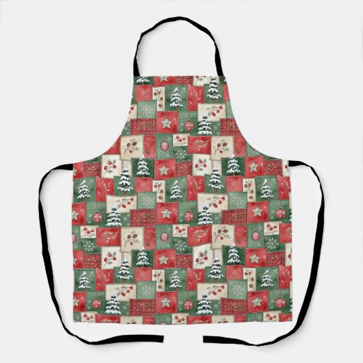 Country patchwork christmas pattern エプロン (正面)