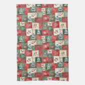 Country patchwork christmas pattern キッチンタオル (縦)