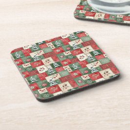 Country patchwork christmas pattern コースター