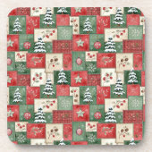 Country patchwork christmas pattern コースター (正面)