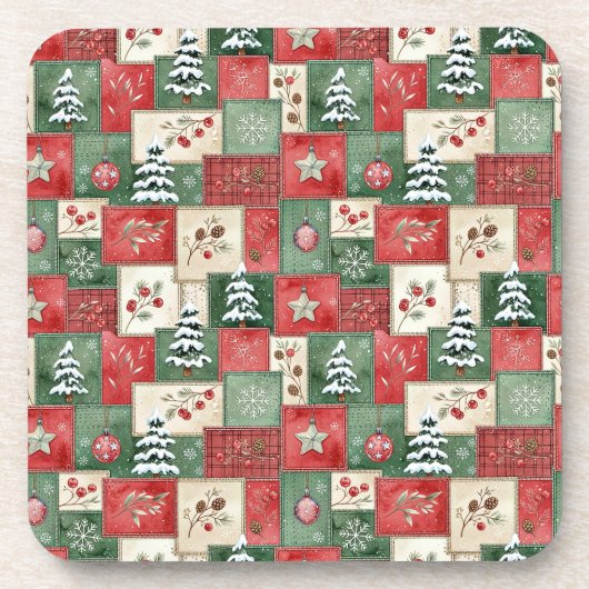 Country patchwork christmas pattern コースター (正面)