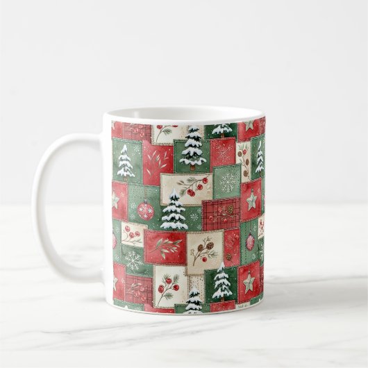 Country patchwork christmas pattern コーヒーマグカップ (左)