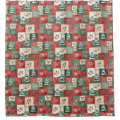 Country patchwork christmas pattern シャワーカーテン (正面)