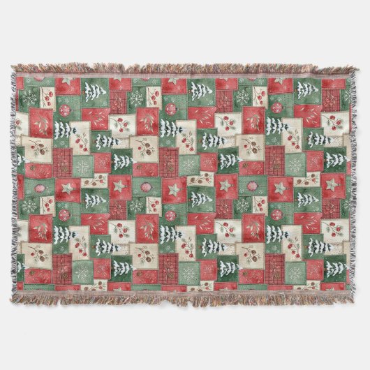 Country patchwork christmas pattern スローブランケット (正面)