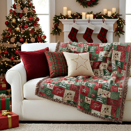 Country patchwork christmas pattern スローブランケット