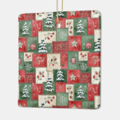 Country patchwork christmas pattern セラミックオーナメント (左)