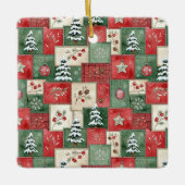 Country patchwork christmas pattern セラミックオーナメント (正面)