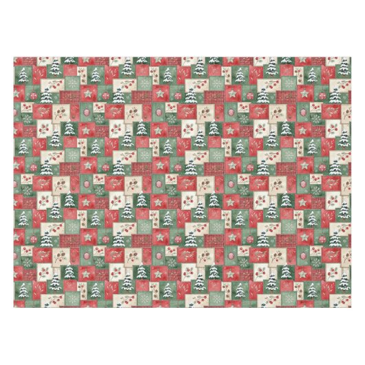Country patchwork christmas pattern テーブルクロス (正面(横))