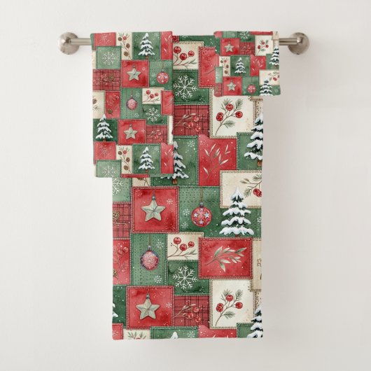 Country patchwork christmas pattern バスタオルセット (インサイチュ)