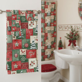 Country patchwork christmas pattern バスタオルセット