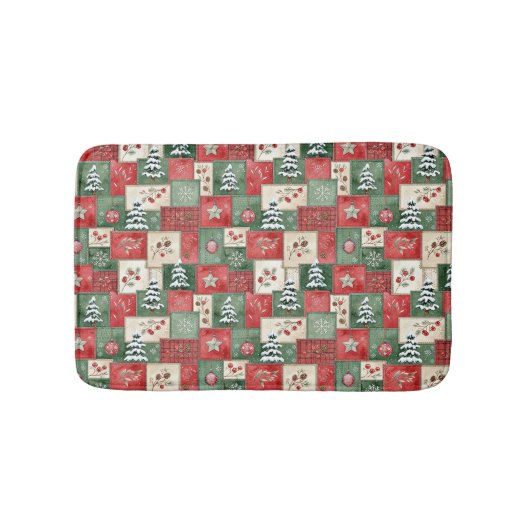 Country patchwork christmas pattern バスマット (正面)