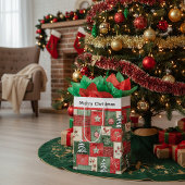 Country patchwork christmas pattern ミディアムペーパーバッグ