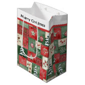 Country patchwork christmas pattern ミディアムペーパーバッグ (正面アングル)