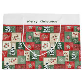 Country patchwork christmas pattern ラージペーパーバッグ (正面)