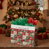 Country patchwork christmas pattern ラージペーパーバッグ