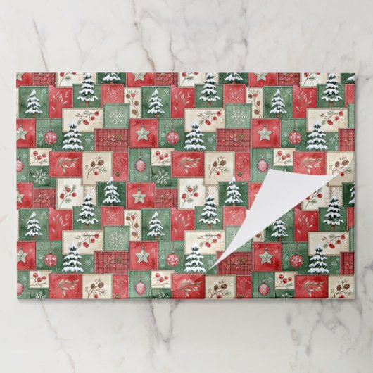 Country patchwork christmas pattern placemat ペーパーパッド (折り畳み)