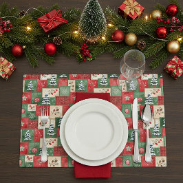 Country patchwork christmas pattern placemat ペーパーパッド