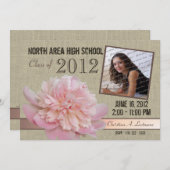 Country Peony Graduateの写真 招待状 (正面/裏面)
