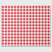 Country Picnic Red & White Gingham Checked ラッピングペーパー (フラット)