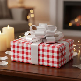 Country Picnic Red & White Gingham Checked ラッピングペーパー