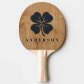 Country Pine Wood Four Leaf Clover with Name 卓球ラケット (正面)