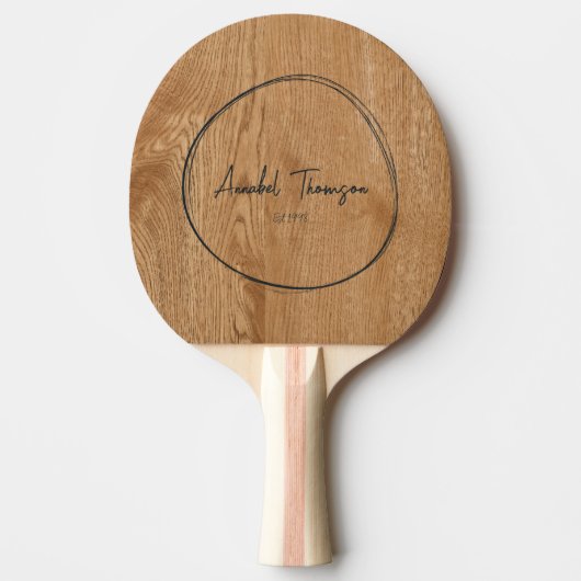 Country Pine Wood Name in Drawn Circle  卓球ラケット (正面)