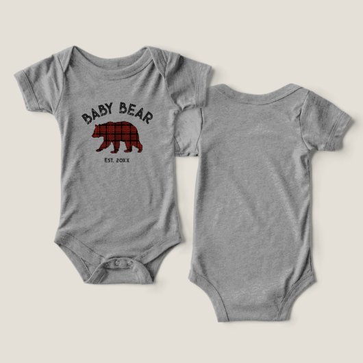 Country Plaid Baby Bear Birth Year Established (デザイン正面&裏面)
