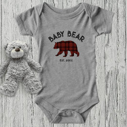 Country Plaid Baby Bear Birth Year Established