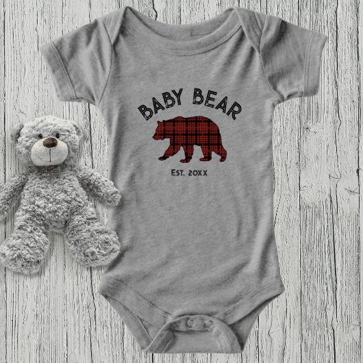 Country Plaid Baby Bear Birth Year Established