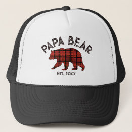 Country Plaid Papa Bear Father Year Established キャップ