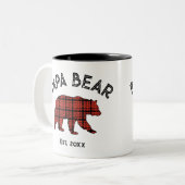 Country Plaid Papa Bear Father Year Established ツートーンマグカップ (正面左)