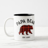 Country Plaid Papa Bear Father Year Established ツートーンマグカップ (左)