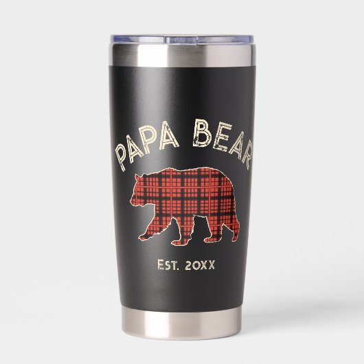 Country Plaid Papa Bear Father Year Established 保温保冷タンブラー (背面)