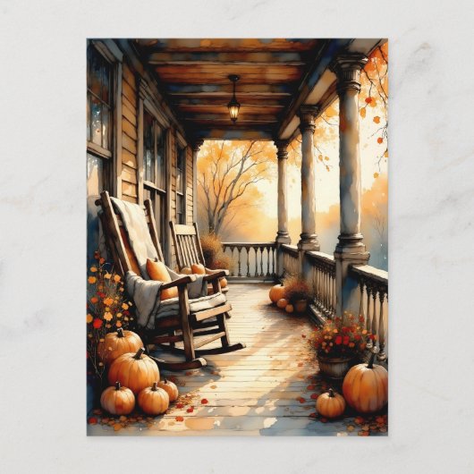 Country Porch in Autumn Postcard ポストカード (正面)