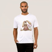 Country Primitive Stuffed Bunny with Pink Hearts Tシャツ (正面フル)