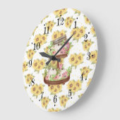 Country Pumpkin And Sunflowers Wall Clock ラージ壁時計 (傾斜)