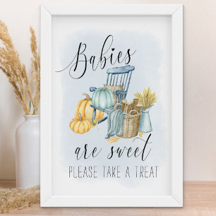 Country Pumpkin Fall Baby Shower Favors Sign ポスター