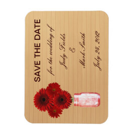 Country Red 素朴 Mason Jar日付磁石を保存 マグネット