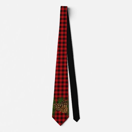 Country red and black plaid with pine cone ネクタイ (正面)