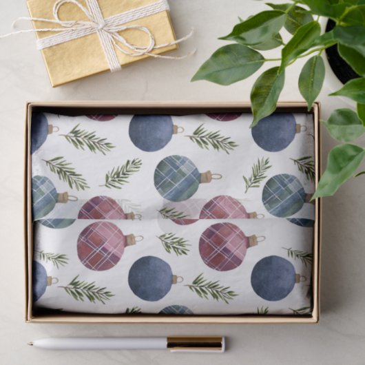 Country Red Blue Ornaments Christmas 薄葉紙 (ギフト)