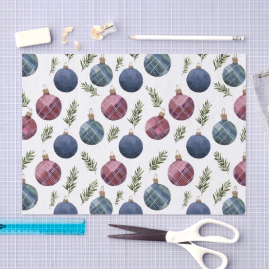 Country Red Blue Ornaments Christmas 薄葉紙 (クラフト)